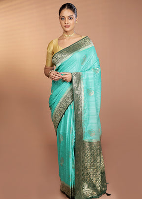 Green Dupion Silk Saree With Blouse Piece