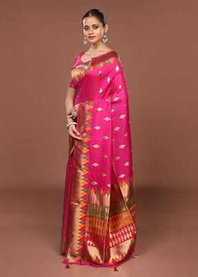 Pink Dupion Silk Saree With Blouse Piece