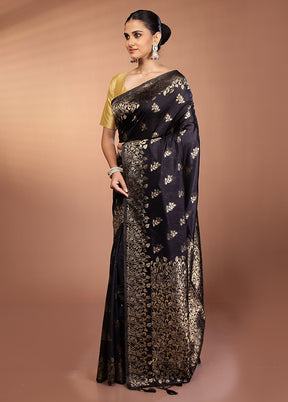 Black Dupion Silk Saree With Blouse Piece