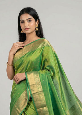 Green Handloom Kanchipuram Pure Silk Saree With Blouse Piece