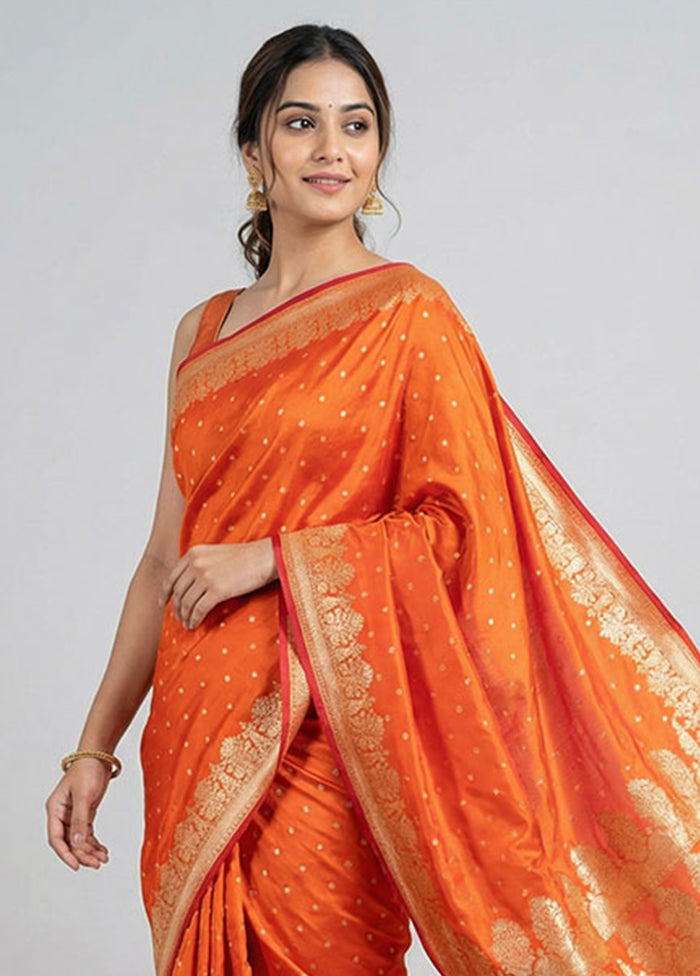 Yellow Banarasi Silk Saree With Blouse Piece