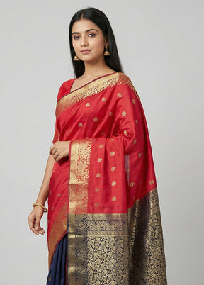 Pink Kanjivaram Silk Saree With Blouse Piece