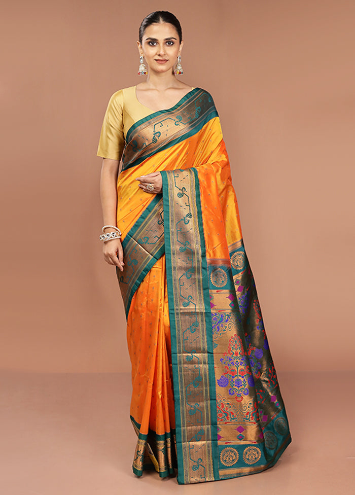 Yellow Kanjivaram Silk Saree With Blouse Piece