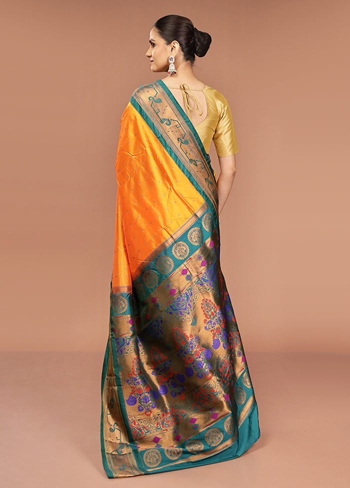 Yellow Kanjivaram Silk Saree With Blouse Piece