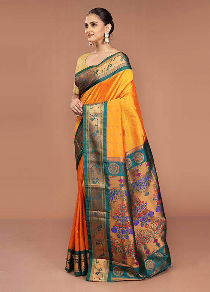 Yellow Kanjivaram Silk Saree With Blouse Piece