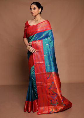 Green Kanjivaram Silk Saree With Blouse Piece