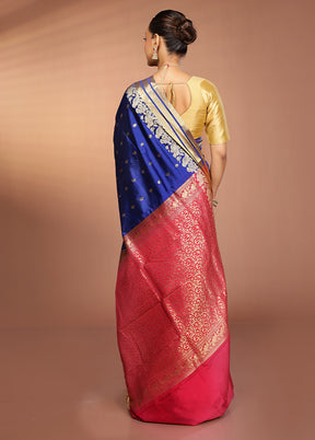 Blue Kanjivaram Silk Saree With Blouse Piece