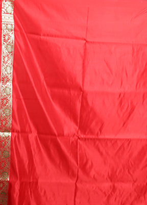 Red Banarasi Silk Saree With Blouse Piece