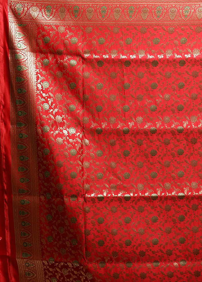 Violet Handloom Banarasi Pure Silk Saree With Blouse Piece