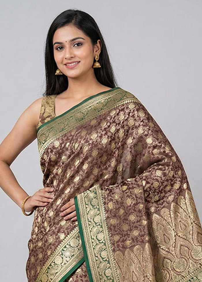 Cream Handloom Tanchoi Pure Silk Saree With Blouse Piece