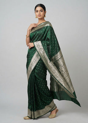 Green Handloom Tanchoi Pure Silk Saree With Blouse Piece