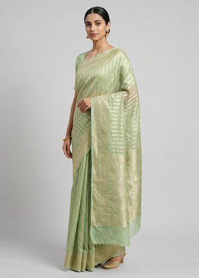 Blue Handloom Pure Georgette Saree With Blouse Piece