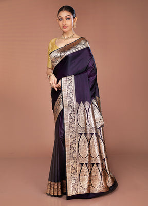 Blue Banarasi Silk Saree With Blouse Piece