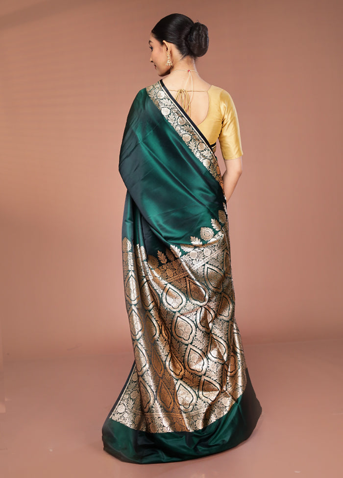 Green Banarasi Silk Saree With Blouse Piece