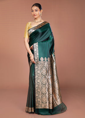 Green Banarasi Silk Saree With Blouse Piece