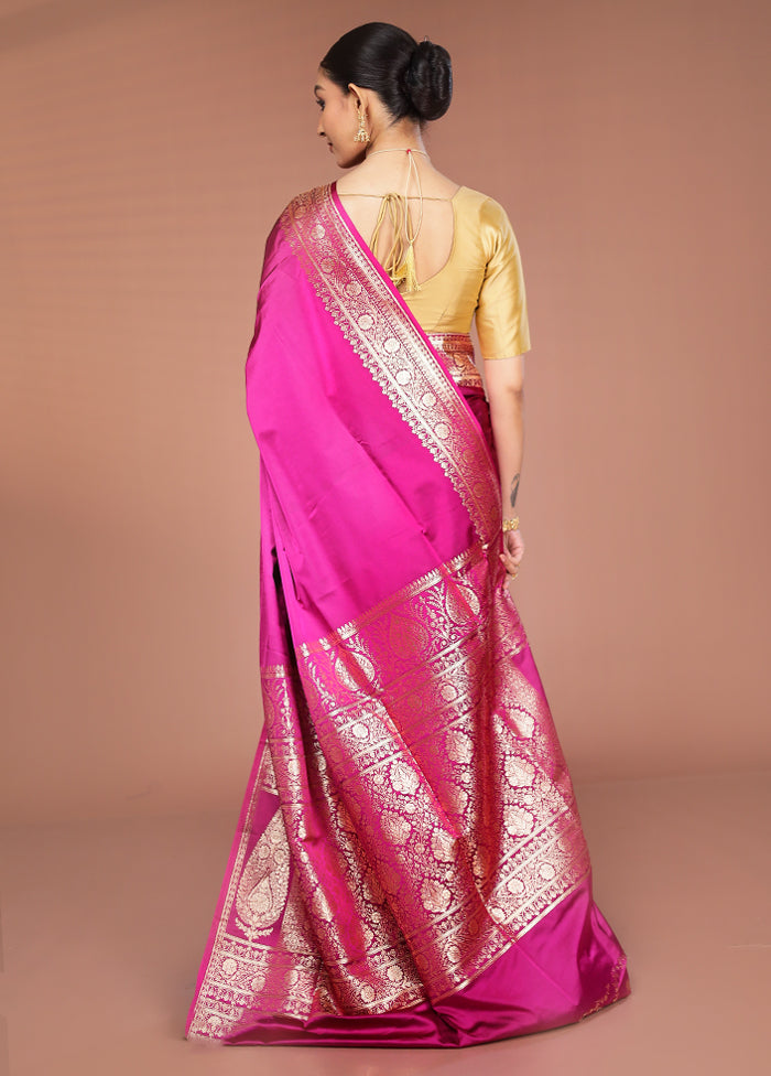 Purple Banarasi Silk Saree With Blouse Piece