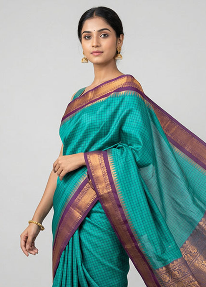 Green Dupion Silk Saree With Blouse Piece