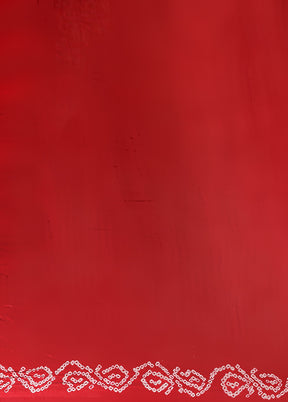 Red Bandhej Pure Silk Saree Without Blouse Piece