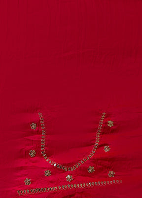 Pink Bandhej Pure Silk Saree Without Blouse Piece
