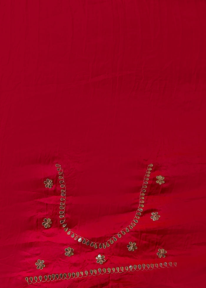Pink Bandhej Pure Silk Saree Without Blouse Piece