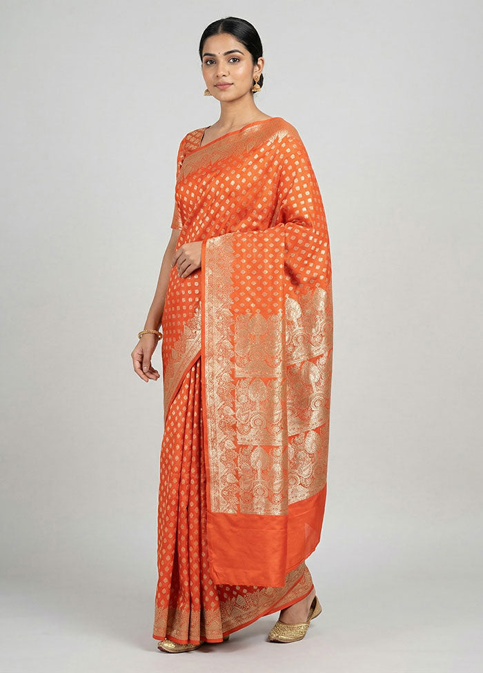 Red Banarasi Silk Saree With Blouse Piece