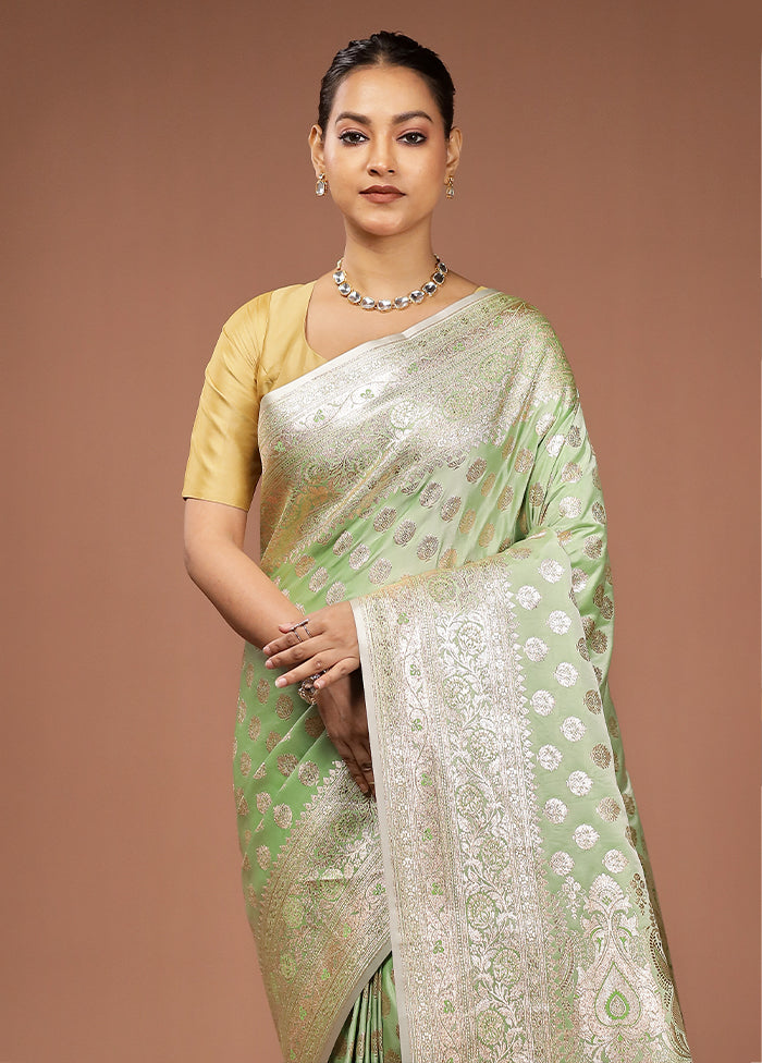 Grey Banarasi Silk Saree With Blouse Piece