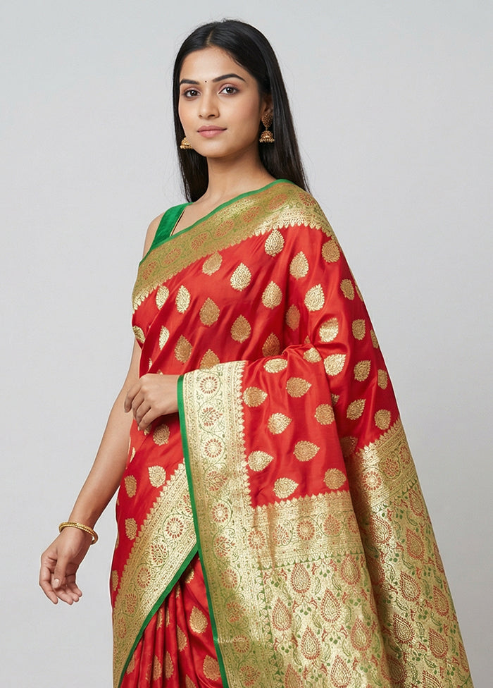 Pink Banarasi Silk Saree With Blouse Piece