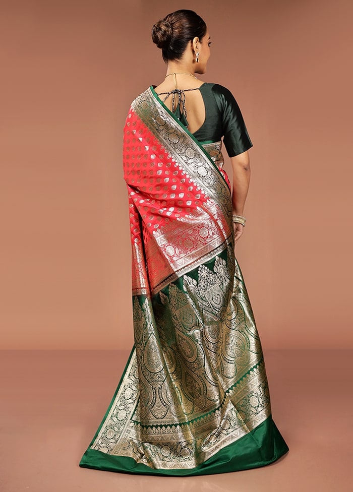 Red Banarasi Silk Saree With Blouse Piece