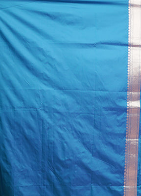 Blue Handloom Katan Pure Silk Saree With Blouse Piece