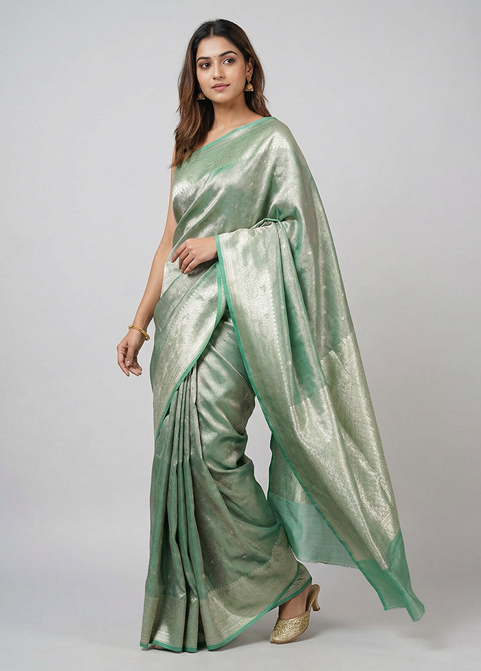 Green Tissue Silk Saree With Blouse Piece