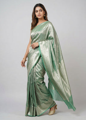 Green Tissue Silk Saree With Blouse Piece