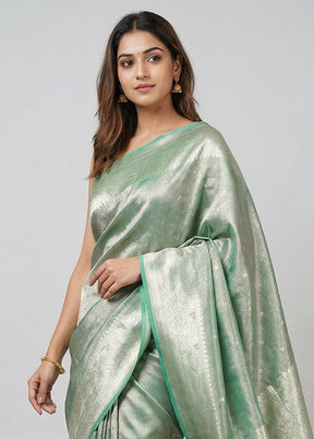 Green Tissue Silk Saree With Blouse Piece
