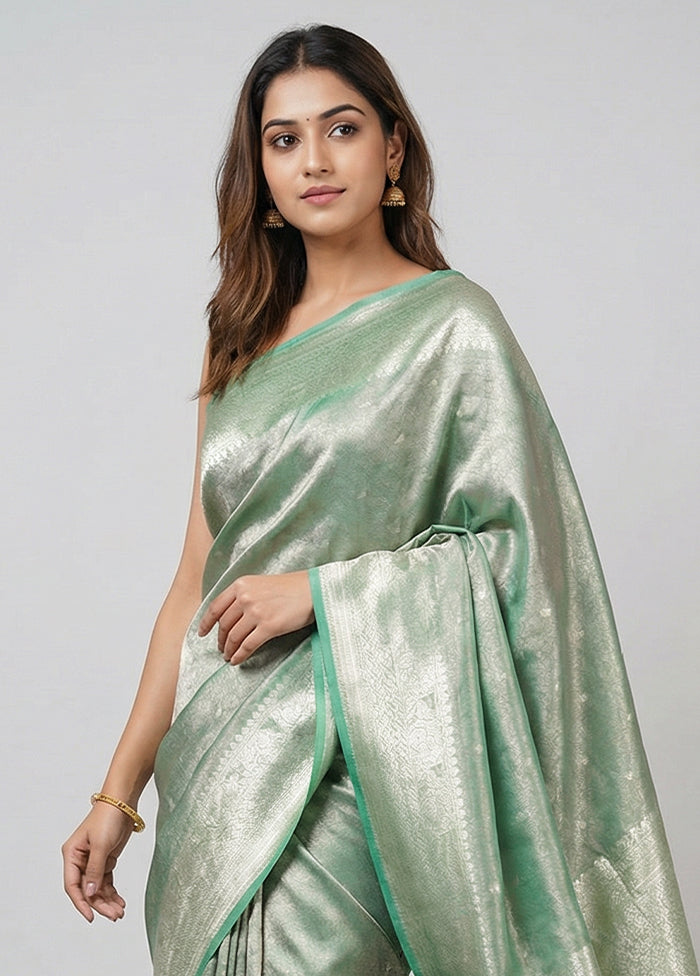 Green Tissue Silk Saree With Blouse Piece