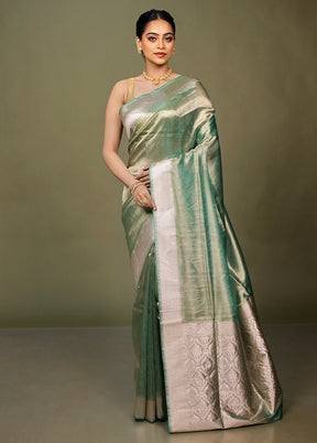Green Tissue Silk Saree With Blouse Piece
