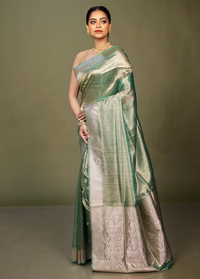 Green Tissue Silk Saree With Blouse Piece
