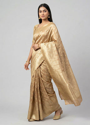 Cream Tissue Silk Saree With Blouse Piece