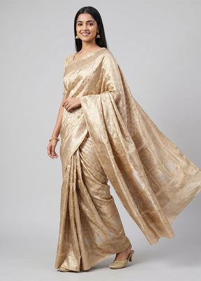 Cream Handloom Uppada Pure Silk Saree With Blouse Piece