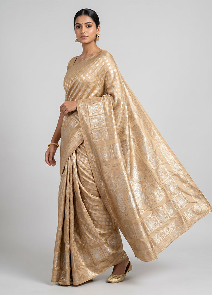 Cream Handloom Uppada Pure Silk Saree With Blouse Piece