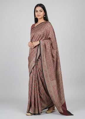 Cream Jamewar Silk Saree With Blouse Piece