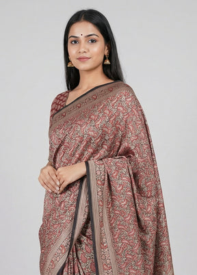 Cream Jamewar Silk Saree With Blouse Piece