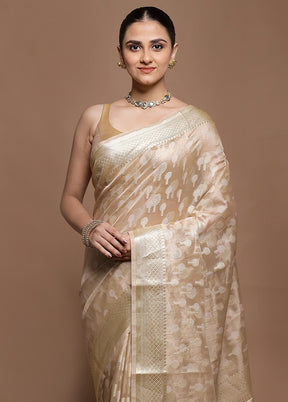 Cream Tissue Silk Saree With Blouse Piece