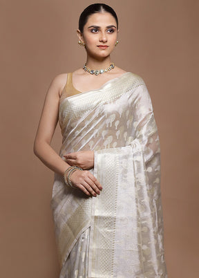 Grey Tissue Silk Saree With Blouse Piece