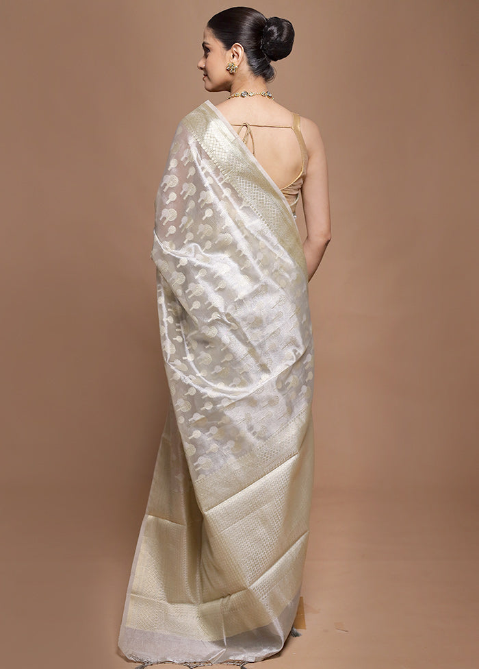 Grey Tissue Silk Saree With Blouse Piece