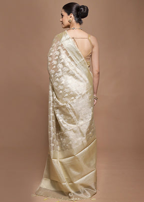 Cream Tissue Silk Saree With Blouse Piece