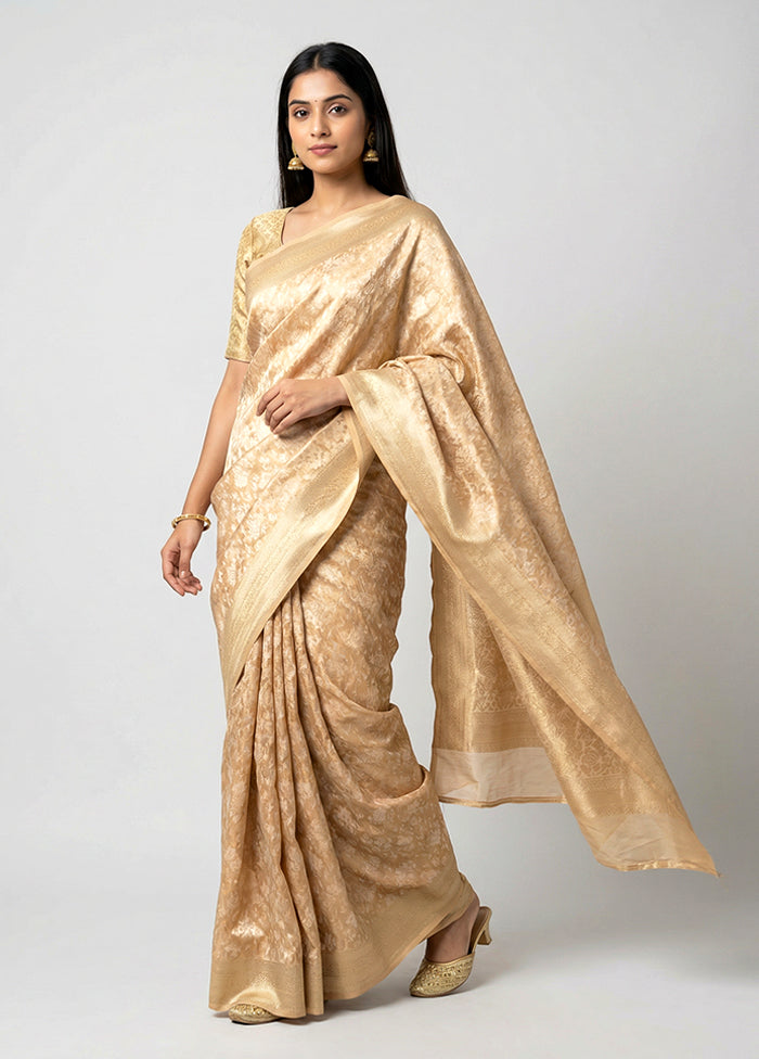 Cream Tissue Silk Saree With Blouse Piece