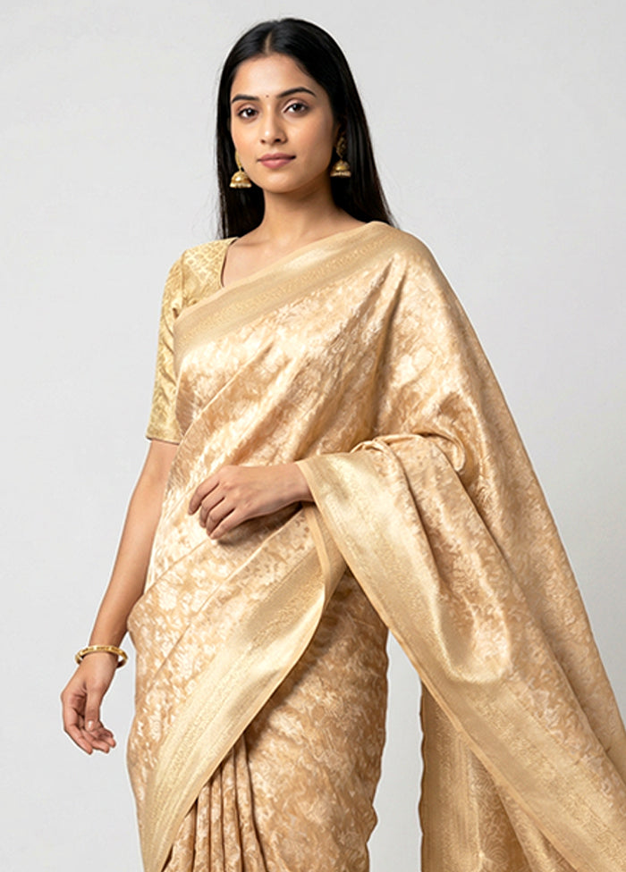 Cream Tissue Silk Saree With Blouse Piece