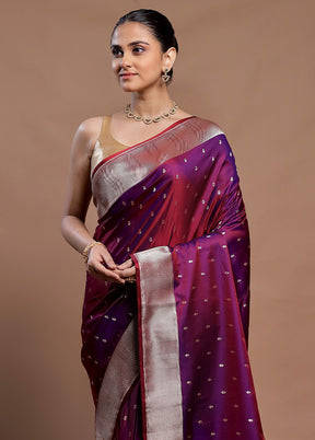 Purple Katan Silk Saree With Blouse Piece