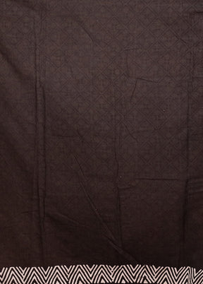 Black Chanderi Cotton Saree With Blouse Piece