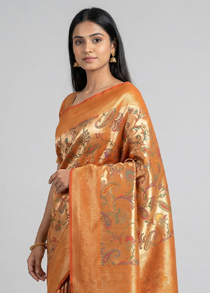 Red Dupion Silk Saree With Blouse Piece