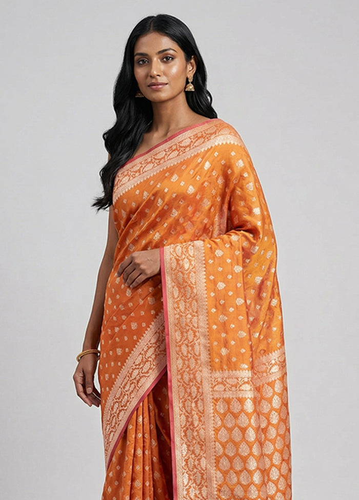 Pink Kora Silk Saree With Blouse Piece